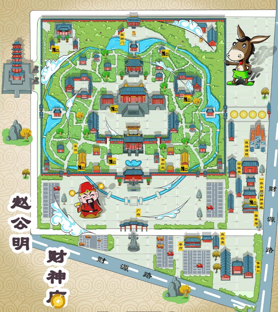 贵南寺庙类手绘地图